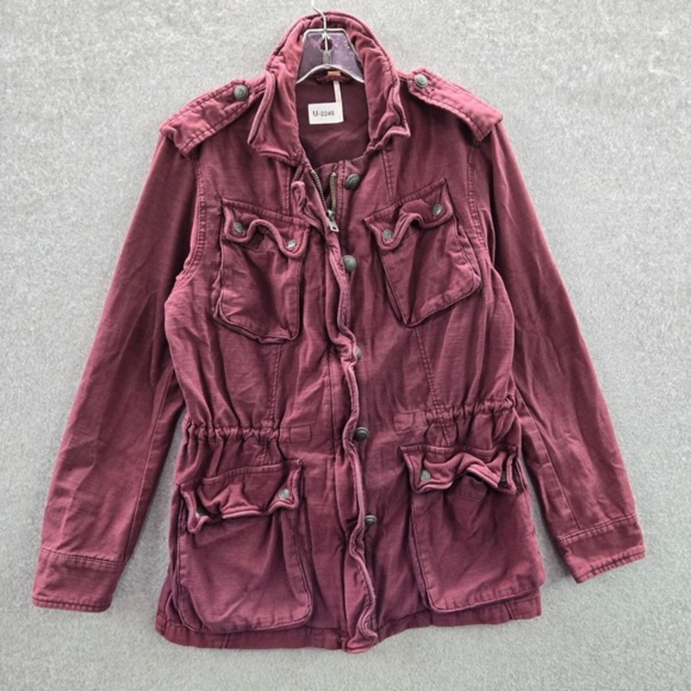Free People Women Jacket Small Red Not Your Brothers Surplus Military Utility‎